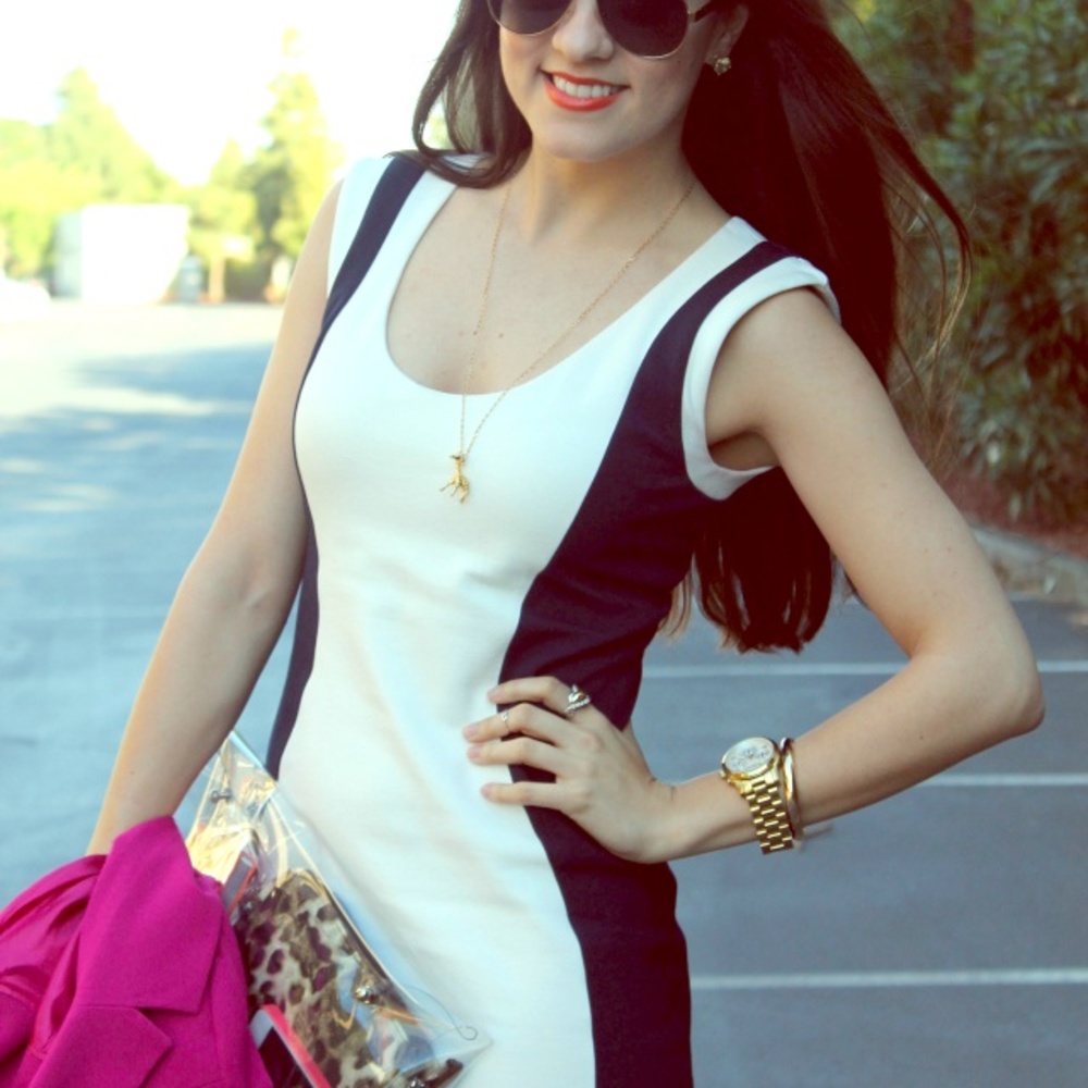 Navy + White Panel Dress